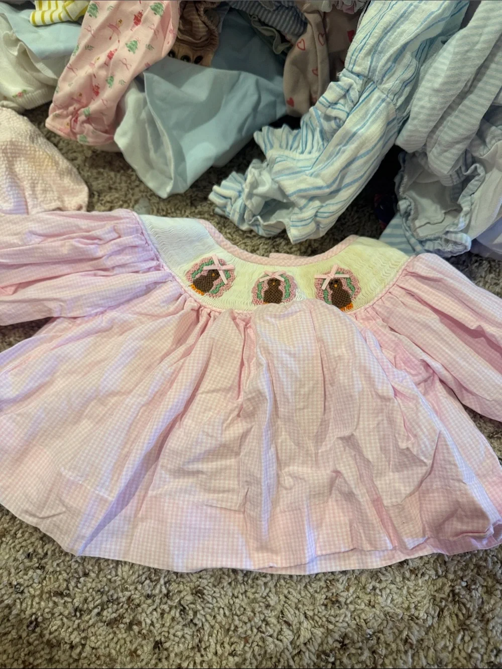 Pink Smocked Baby Dress with Bow Details